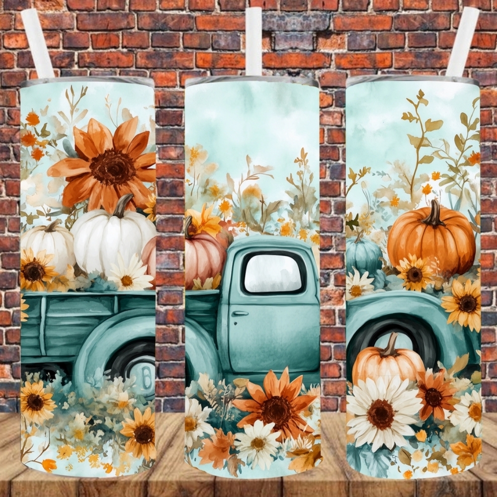 Sublimation  Autumn Vintage Truck Tumbler
